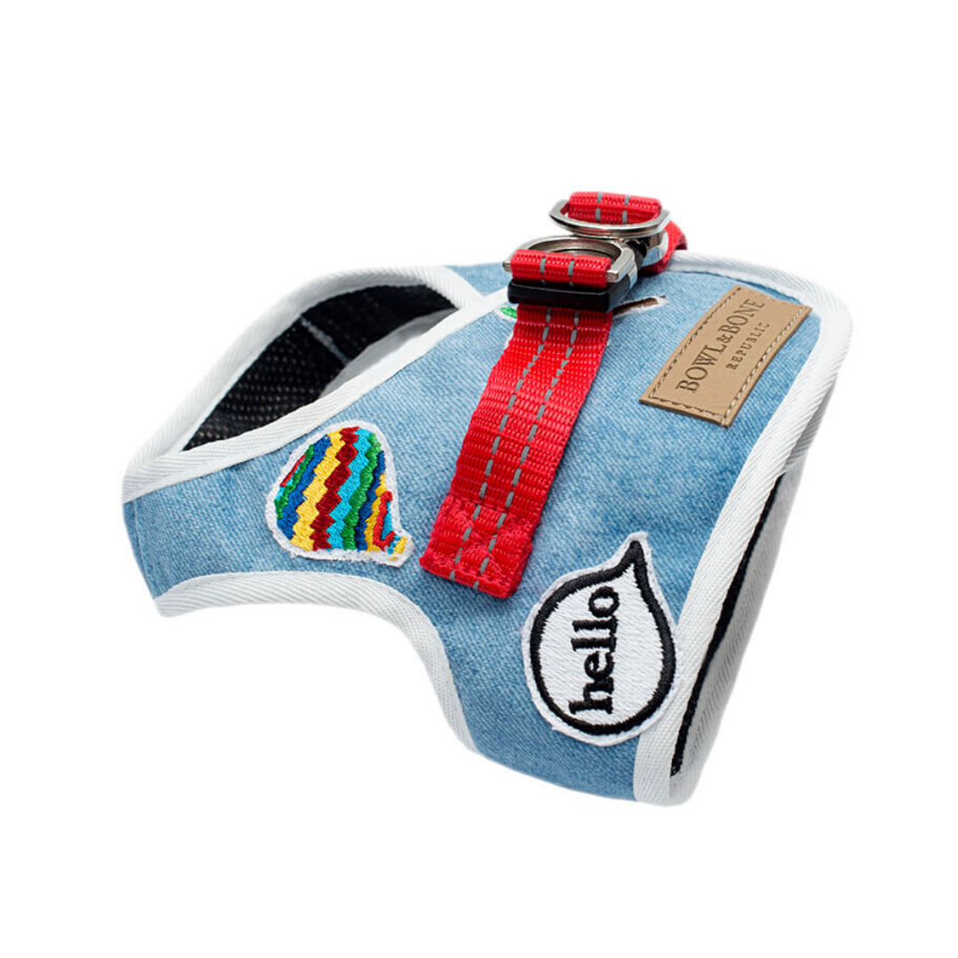 Bowl & Bone Dog Harness Denim