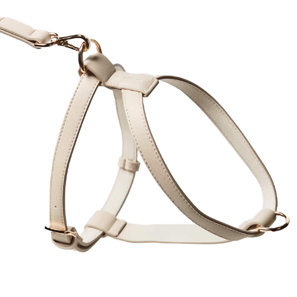 vegan leather dog harness taupe 