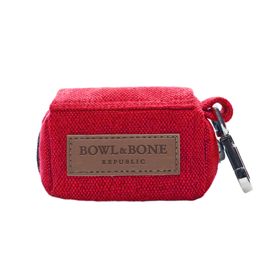 red dog poop bag holder