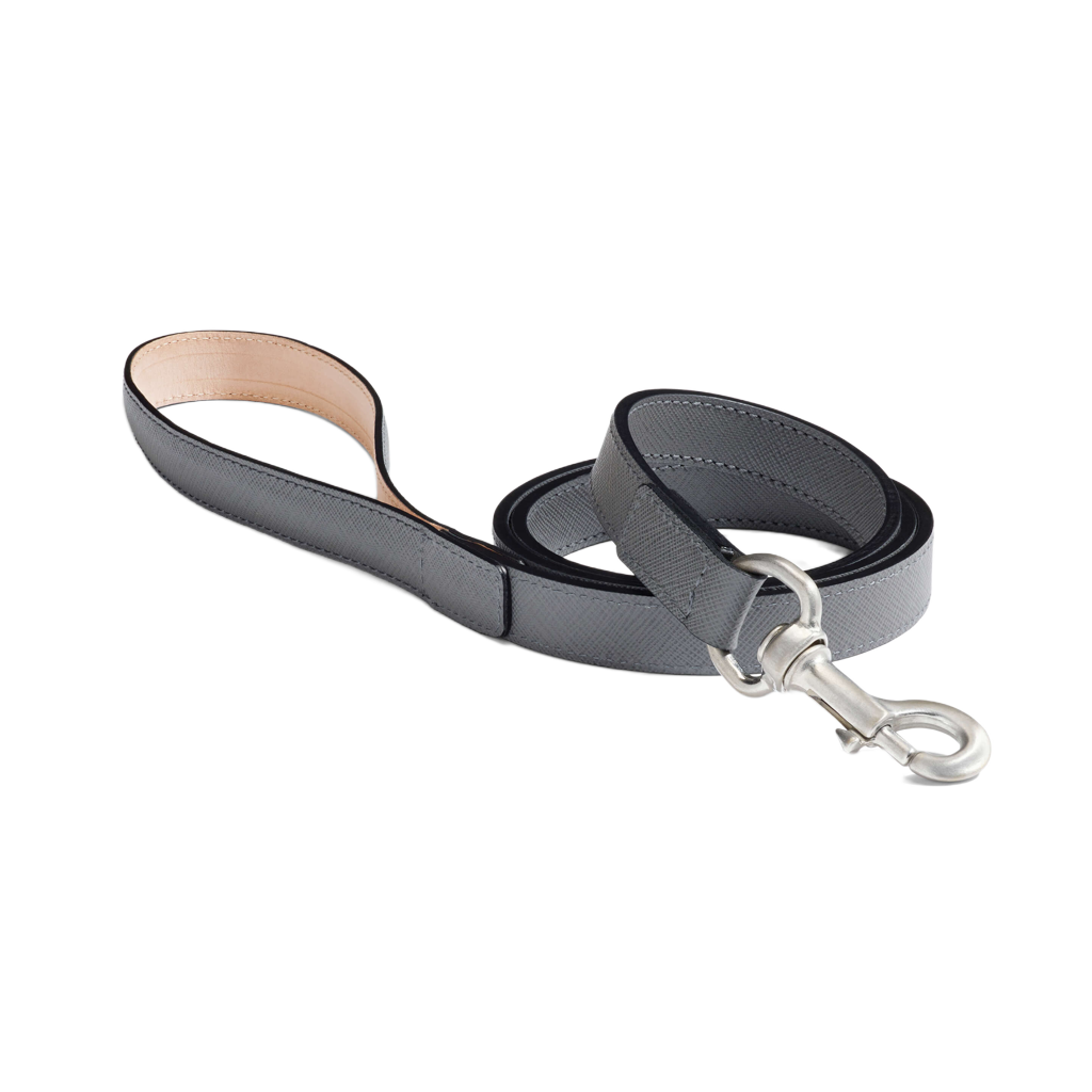 leather dog lead grey