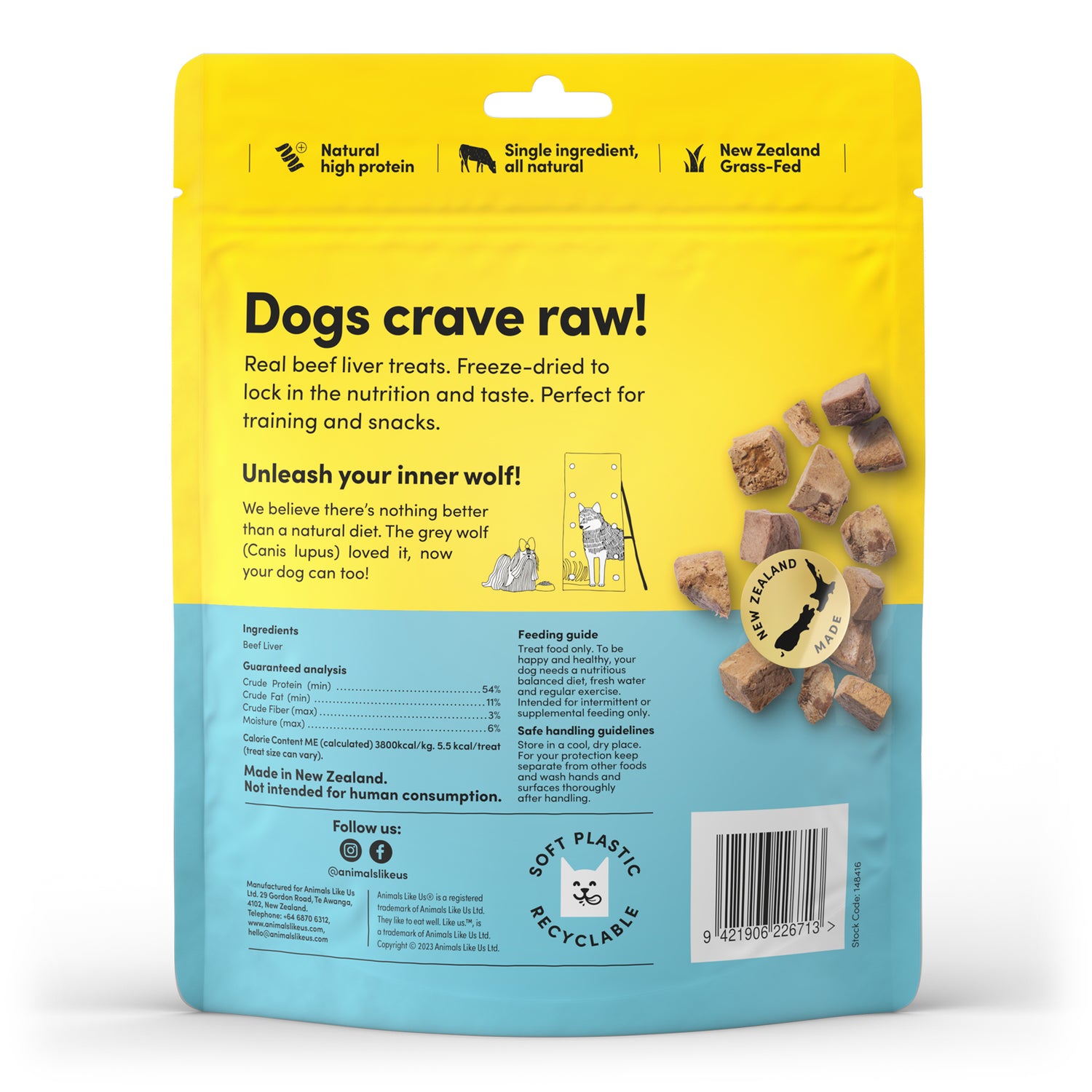 Animals Like Us Freeze-Dried Raw Dog Treats -Grass-Fed Beef Liver