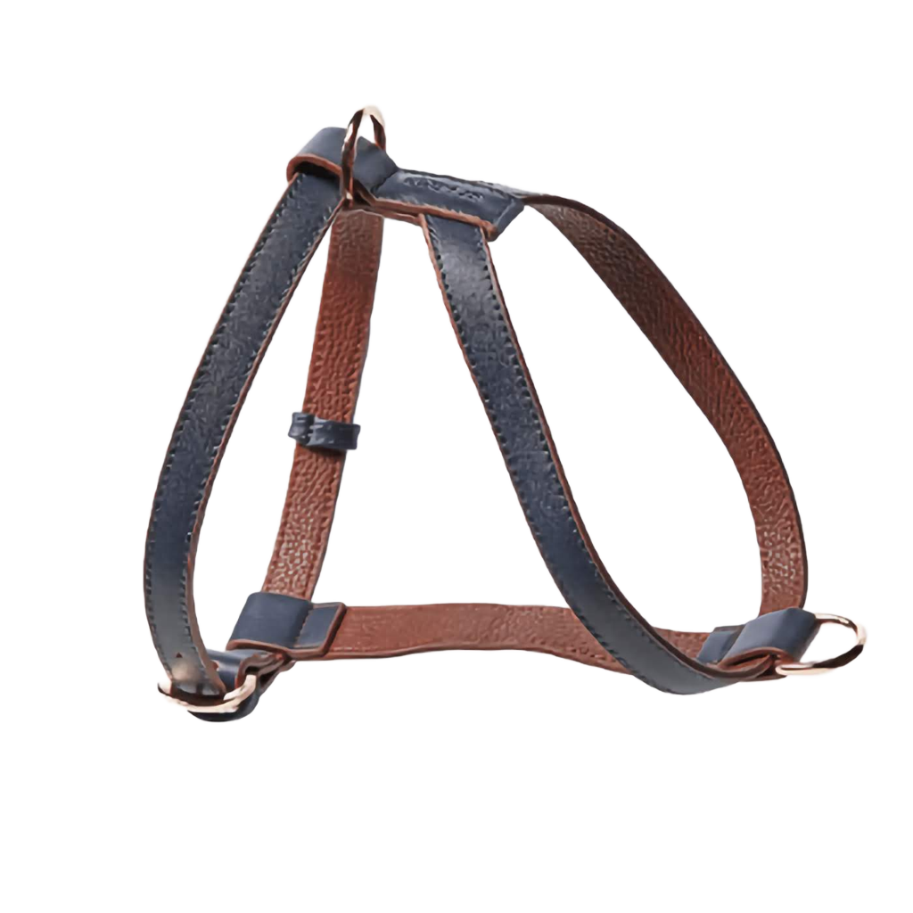dog harness brown and navy