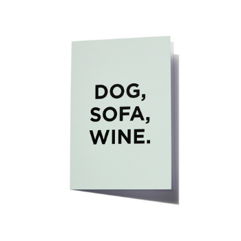Harlow Harry Greeting Card - Dog, Sofa, Wine