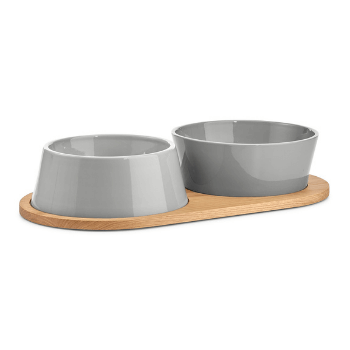 MiaCara Doppio Dog Bowl Set - Concrete