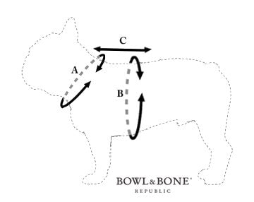 Bowl&amp;Bone Dog Harness Denim Measure Chart